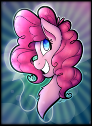 Size: 2400x3300 | Tagged: safe, artist:cosmicchrissy, pinkie pie, earth pony, pony, g4, bust, cutie mark eyes, female, grin, high res, portrait, smiling, solo, wingding eyes