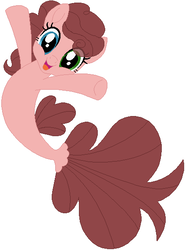 Size: 422x571 | Tagged: safe, artist:picclicker1, oc, oc only, oc:molasses pie, seapony (g4), base used, female, heterochromia, mare, offspring, parent:cheese sandwich, parent:pinkie pie, parents:cheesepie, seaponified, simple background, solo, species swap, white background