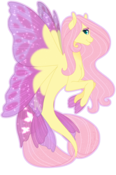 Size: 1435x2158 | Tagged: safe, artist:djspark3, fluttershy, pegasus, pony, seapony (g4), g4, butterfly wings, colored pupils, dorsal fin, female, fin wings, fins, fish tail, flowing mane, flowing tail, flutterfly, looking at you, seaponified, seapony fluttershy, simple background, smiling, solo, species swap, tail, transparent background, wings