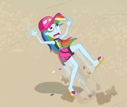 Size: 717x601 | Tagged: safe, screencap, rainbow dash, equestria girls, equestria girls series, forgotten friendship, g4, clothes, feet, female, great moments in animation, sandals, swimsuit