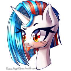 Size: 1500x1500 | Tagged: safe, artist:chaosangeldesu, oc, oc only, oc:aqua jewel, pony, unicorn, blushing, bust, female, freckles, mare, multicolored hair, portrait, simple background, solo, starry eyes, tongue out, transparent background, wingding eyes
