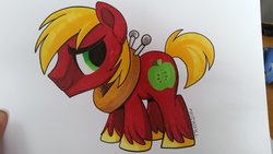 Size: 2048x1152 | Tagged: safe, artist:trish forstner, big macintosh, earth pony, pony, g4, looking at you, male, solo, stallion, traditional art