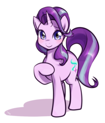 Size: 900x1050 | Tagged: safe, artist:haden-2375, starlight glimmer, pony, unicorn, g4, blushing, cute, female, glimmerbetes, looking at you, mare, raised hoof, simple background, smiling, solo, transparent background