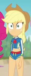 Size: 444x1078 | Tagged: safe, screencap, applejack, fluttershy, pinkie pie, equestria girls, equestria girls specials, g4, my little pony equestria girls: better together, my little pony equestria girls: forgotten friendship, clothes, cropped, female, solo focus, swimsuit