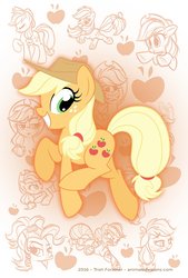 Size: 938x1388 | Tagged: safe, artist:trish forstner, applejack, mistress marevelous, earth pony, pony, g4, applejack's hat, applejewel, cowboy hat, cute, female, hat, looking at you, mare, power ponies, rainbow power, raised eyebrow, solo