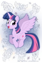 Size: 938x1388 | Tagged: safe, artist:trish forstner, twilight sparkle, alicorn, pony, unicorn, g4, birthday dress, clock is ticking, do the sparkle, female, looking at you, mare, masked matter-horn costume, power ponies, rapidash twilight, solo, twilight snapple, twilight sparkle (alicorn), unicorn twilight