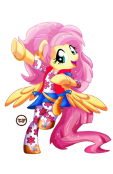 Size: 653x1000 | Tagged: safe, artist:nanook123, fluttershy, pegasus, pony, g4, bracelet, clothes, ear piercing, earring, female, jacket, jem and the holograms, jewelry, looking at you, mare, piercing, simple background, solo, transparent background