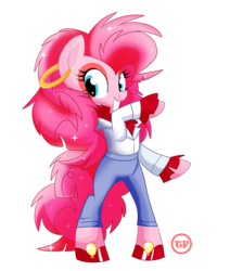 Size: 848x1000 | Tagged: safe, artist:nanook123, pinkie pie, earth pony, pony, g4, bracelet, clothes, ear piercing, earring, female, jem and the holograms, jewelry, looking at you, makeup, mare, piercing, simple background, solo, transparent background