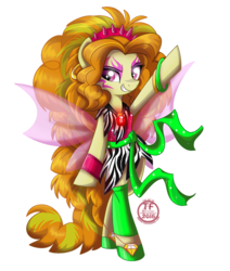 Size: 848x1000 | Tagged: safe, artist:nanook123, adagio dazzle, earth pony, pony, equestria girls, g4, bracelet, clothes, equestria girls ponified, female, headband, jem and the holograms, jewelry, looking at you, makeup, pizzazz, ponified, simple background, waving, white background