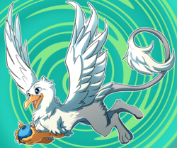Size: 1234x1029 | Tagged: safe, artist:ceasie, oc, oc only, oc:der, griffon, bead, flying, male, micro, solo, wings