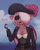 Size: 712x899 | Tagged: safe, artist:marsminer, oc, oc only, oc:kala vera, bat pony, anthro, amputee, bat pony oc, eyepatch, female, hat, hook, pirate, pirate hat, solo