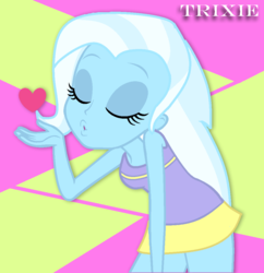Size: 1018x1052 | Tagged: safe, artist:fernandash, artist:grapefruitface1, trixie, equestria girls, g4, base used, blowing a kiss, female, heart, kissing, missing accessory, show accurate, solo
