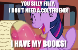 Size: 2926x1891 | Tagged: safe, artist:badumsquish-edits, edit, twilight sparkle, alicorn, pony, g4, adorkable, book, cute, dork, egghead, female, forever alone, image macro, mare, meme, solo, that pony sure does love books, twilight sparkle (alicorn)