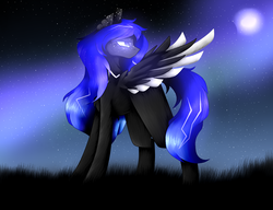 Size: 1024x786 | Tagged: safe, artist:purediamond360, oc, oc only, oc:shining moon, pegasus, pony, colored wings, colored wingtips, female, mare, moon, night, solo