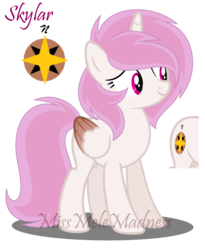 Size: 1600x1954 | Tagged: safe, artist:thehaywaiianhorse, oc, oc only, oc:skylark, alicorn, pony, colored wings, female, mare, multicolored wings, reference sheet, simple background, solo, transparent background