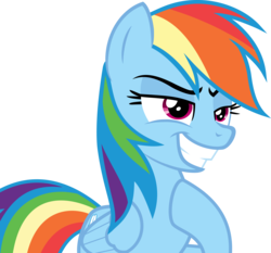 Size: 4000x3733 | Tagged: safe, artist:sebisscout1997, rainbow dash, pegasus, pony, campfire tales, g4, evil grin, female, grin, high res, hoof on chest, inkscape, lidded eyes, mare, rainbow dash is best facemaker, simple background, smiling, smirk, solo, transparent background, vector