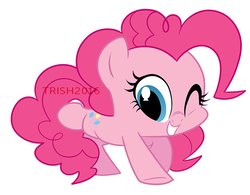 Size: 900x703 | Tagged: safe, artist:nanook123, pinkie pie, earth pony, pony, g4, chibi, cute, diapinkes, female, looking at you, mare, one eye closed, simple background, solo, white background, wink