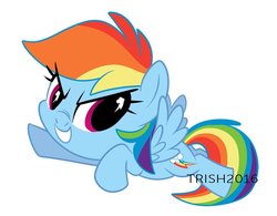 Size: 900x703 | Tagged: safe, artist:nanook123, rainbow dash, pegasus, pony, g4, chibi, cute, dashabetes, female, looking at you, mare, simple background, solo, white background