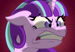 Size: 1050x727 | Tagged: safe, artist:nanook123, starlight glimmer, pony, unicorn, g4, the cutie map, angry, female, glare, mare, quiet, ragelight glimmer, s5 starlight, scene interpretation, shut up twilight, solo, this will end in gulag, villainous breakdown