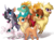 Size: 1744x1280 | Tagged: safe, artist:kaliner123, arizona (tfh), oleander (tfh), paprika (tfh), pom (tfh), tianhuo (tfh), velvet (tfh), alpaca, classical unicorn, cow, deer, lamb, longma, pony, reindeer, sheep, unicorn, them's fightin' herds, bandana, cloven hooves, community related, female, fightin' six, horn, open mouth, simple background, transparent background