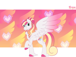 Size: 1600x1200 | Tagged: safe, artist:faith-wolff, oc, oc only, oc:mi querida esperanza, pegasus, pony, braid, colored hooves, colored wings, colored wingtips, cutie mark background, faithverse, female, gradient wings, mare, next generation, offspring, parent:princess cadance, parent:shining armor, parents:shiningcadance, raised hoof, reference sheet, solo, unshorn fetlocks