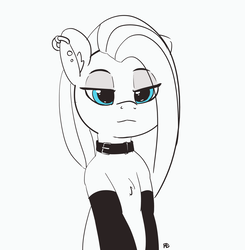 Size: 3075x3141 | Tagged: safe, artist:pabbley, pinkie pie, earth pony, pony, g4, chest fluff, collar, cute, cuteamena, ear piercing, earring, female, high res, jewelry, lidded eyes, mare, monochrome, piercing, pinkamena diane pie, simple background, sketch, solo, white background