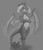 Size: 1108x1280 | Tagged: safe, artist:ahobobo, artist:ambris, princess ember, dragon, g4, art theft, belly button, crossed arms, dragoness, female, gray background, grayscale, looking at something, monochrome, simple background, trace