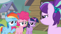 Size: 6001x3364 | Tagged: safe, artist:bubblestormx, pinkie pie, rainbow dash, starlight glimmer, twilight sparkle, earth pony, pegasus, pony, unicorn, g4, marks and recreation, alternate universe, camp friendship, fake screencap, female, filly, filly pinkie pie, filly rainbow dash, filly starlight glimmer, filly twilight sparkle, i can't believe it's not hasbro studios, show accurate, younger