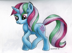 Size: 900x663 | Tagged: safe, artist:andpie, oc, oc only, pony, unicorn, female, mare, solo, traditional art