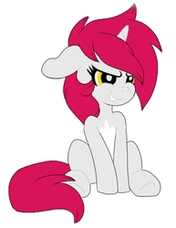 Size: 387x501 | Tagged: safe, artist:thehaywaiianhorse, oc, oc only, oc:scarlett, pony, unicorn, female, filly, simple background, sitting, solo, white background