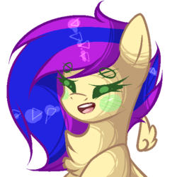 Size: 500x500 | Tagged: safe, artist:mauuwde, oc, oc only, oc:speedy blossom, pegasus, pony, chest fluff, chibi, eyes closed, floating wings, happy, simple background, solo, transparent background