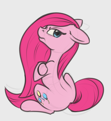 Size: 887x972 | Tagged: safe, artist:dusthiel, pinkie pie, earth pony, pony, g4, angry, colored sketch, crossed arms, female, frown, looking back, nose wrinkle, pinkamena diane pie, scowl, sitting, solo