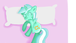 Size: 1280x720 | Tagged: safe, artist:jbond, lyra heartstrings, pony, unicorn, g4, bed, commission, female, flexible, hoof in mouth, hoof sucking, mare, on bed, pillow, sleeping, solo