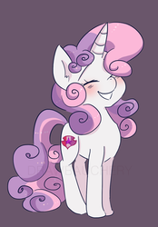 Size: 891x1282 | Tagged: safe, artist:drawbauchery, sweetie belle, pony, unicorn, g4, blushing, cute, diasweetes, eyes closed, female, older, older sweetie belle, smiling, solo, watermark
