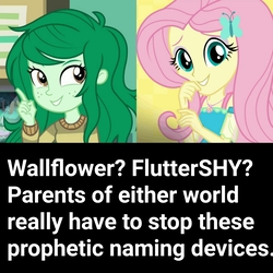Size: 2048x2048 | Tagged: safe, screencap, fluttershy, wallflower blush, equestria girls, equestria girls series, forgotten friendship, g4, cute, female, fgsfds, geode of fauna, high res, image macro, meme, playing with hair, shyabetes