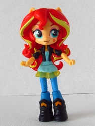 Size: 960x1280 | Tagged: safe, artist:whatthehell!?, sunset shimmer, equestria girls, g4, boots, clothes, doll, dress, equestria girls minis, irl, jacket, pants, photo, shoes, skirt, toy