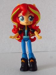 Size: 960x1280 | Tagged: safe, artist:whatthehell!?, sunset shimmer, equestria girls, g4, boots, clothes, doll, equestria girls minis, irl, jacket, pants, photo, shoes, toy