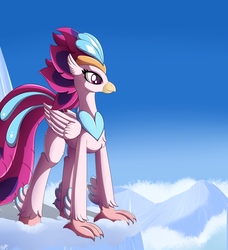 Size: 3250x3560 | Tagged: safe, artist:orangejuicerus, queen novo, classical hippogriff, hippogriff, g4, my little pony: the movie, female, high res, queen, sky, solo