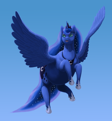 Size: 1250x1353 | Tagged: safe, artist:soobel, princess luna, alicorn, pony, blue background, fat, female, mare, princess moonpig, simple background, solo, thick