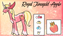 Size: 2232x1296 | Tagged: safe, artist:thebigearredbat, oc, oc only, oc:regal jonagold apple, pony, unicorn, big ears, curved horn, horn, magical gay spawn, male, offspring, parent:big macintosh, parent:prince blueblood, parents:bluemac, reference sheet, solo, stallion, straw in mouth, unshorn fetlocks