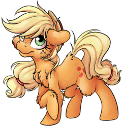 Size: 4652x4807 | Tagged: safe, artist:cutepencilcase, applejack, earth pony, pony, g4, absurd resolution, chest fluff, female, fluffy, freckles, mare, simple background, solo, transparent background