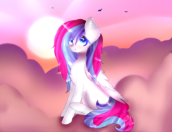 Size: 1024x791 | Tagged: safe, artist:anasflow, oc, oc only, pegasus, pony, female, mare, sitting, solo, sun