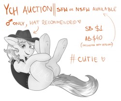 Size: 1280x1068 | Tagged: safe, artist:rudazmora, earth pony, pegasus, pony, unicorn, auction, colt, commission, cowboy, cowboy hat, cute, hat, male, stallion, your character here