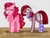 Size: 1024x768 | Tagged: safe, artist:kivee20, pinkie pie, earth pony, pony, g4, chest fluff, clothes, duality, fluffy, pinkamena diane pie, scarf, socks, tongue out, watermark