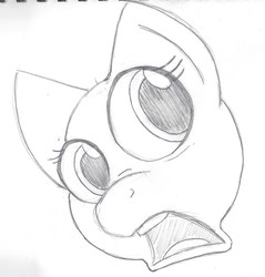 Size: 1000x1046 | Tagged: safe, artist:nightchaser, bald, random pony, shocked expression, sketch, solo, traditional art