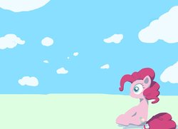 Size: 866x627 | Tagged: safe, artist:noupu, pinkie pie, earth pony, pony, g4, cloud, female, mare, solo