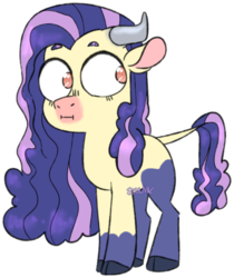 Size: 400x476 | Tagged: safe, artist:soulnik, oc, oc only, oc:roundhouse kick, hybrid, :i, cloven hooves, female, interspecies offspring, offspring, parent:fluttershy, parent:iron will, parents:ironshy, simple background, solo, transparent background