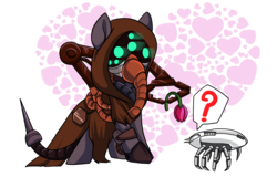 Size: 2405x1544 | Tagged: safe, artist:xwhitedreamsx, oc, oc:gear works, cyborg, earth pony, necron, pony, fanfic:iron hearts, augmentation, chaos, chibi, clothes, commission, crossover, dark mechanicus, flower, love, pictogram, question mark, robe, robotic arm, scarab, servo arm, simple background, transparent background, warhammer (game), warhammer 40k
