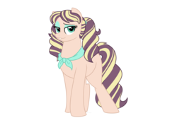 Size: 1500x1000 | Tagged: safe, artist:faith-wolff, oc, oc only, earth pony, pony, commission, eyeshadow, female, magical lesbian spawn, makeup, mare, neckerchief, offspring, parent:applejack, parent:rarity, parents:rarijack, simple background, solo, white background