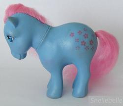 Size: 538x465 | Tagged: safe, photographer:shellebelle, blossom, earth pony, pony, g1, columbia, female, irl, mare, photo, solo, toy, watermark